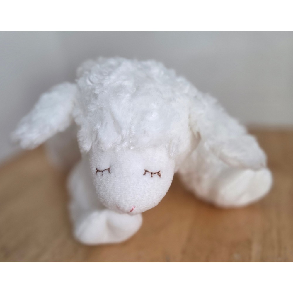 Baby GUND Winky White Lamb Sheep Plush Rattle 058133 Stuffed Animal Toy 8 inch